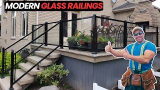 How to Install Clear Glass Railings with Black Aluminum Frame#glassrailing #decking #home