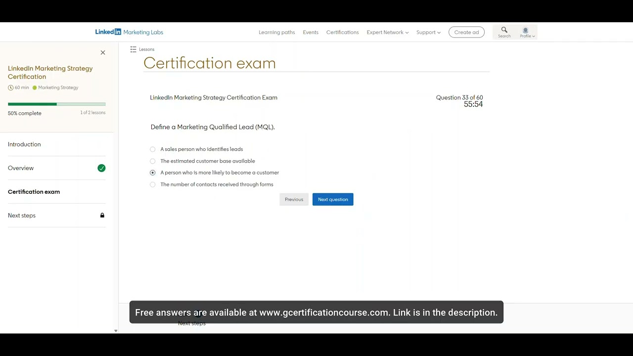 LinkedIn Marketing Strategy Certification Exam Answers | 100% Score ...