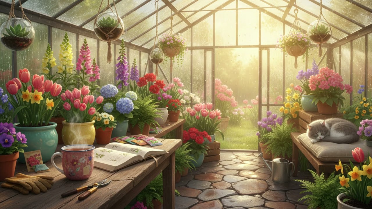 🐾 Gentle Rain + Cozy Lofi Escape — Relax & Chill 🌿☕️