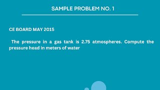 UNIT PRESSURE - Sample Problem No. 1 (Fluid Mechanics & Hydraulics)