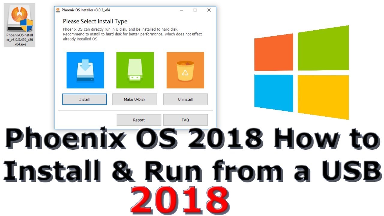 how to install phoenix os on usb