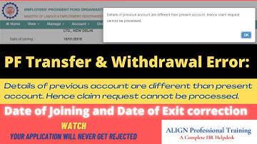 Detail of previous account are different than present account Hence claim request cannot b processed
