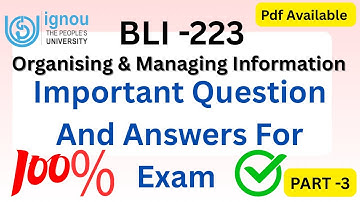 BLI -223 \\ PART -3 Most Important Question & Answer #ignou #bli223 #library #ignoustudymaterial