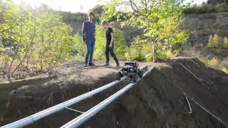 Crawler im Steinbruch - Drohnenaufnahme