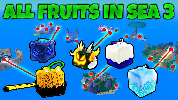 SAIU! TODOS OS SPAWNS DE FRUTAS DO 3 SEA NO BLOX FRUITS 