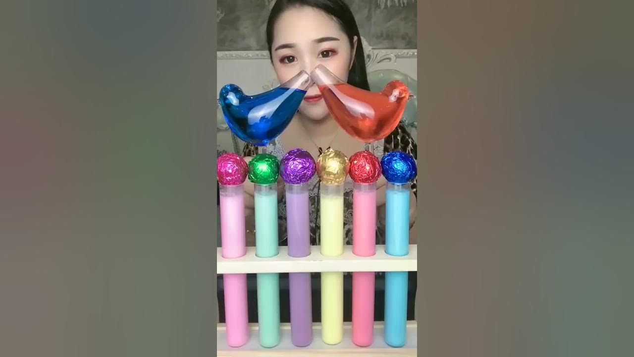 ASMR Drinking Colorful Beverages Drinking Sound