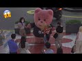 They could have fainted from the frights  giant pink bear prank