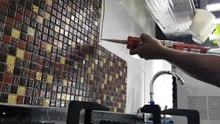 #DIY Cara Pasang Wall Tiles Backsplash Wall Dapur