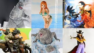 New Godzilla, One Piece, Pokémon, Dragon Ball figures on display Megahouse