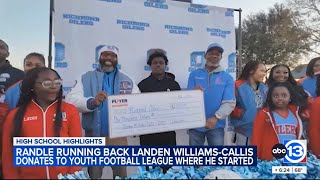 Top ranked running back Landen Williams Callis donates to youth football league where he started