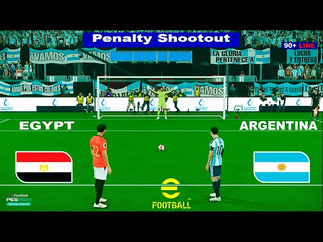 ARGENTINA vs EGYPT | PENALTY SHOOTOUT | Full Match All Goals | Simulation PES 21