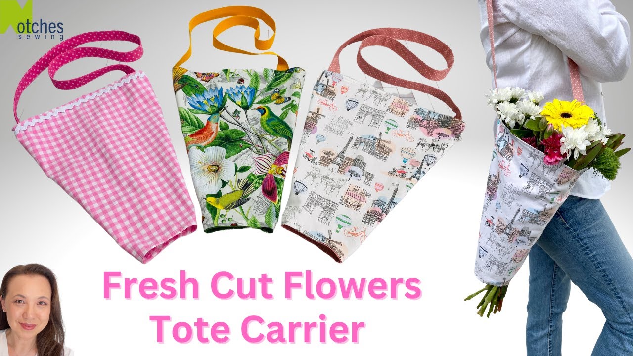 Fresh Cut Flowers Tote Carrier - DIY lined tote bag 