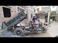3 wheeler diy with wheel mounted stone truck | Công nông chở đá , Máy trộn bê tông làm việc