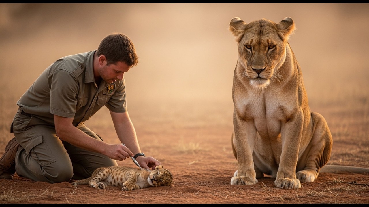 A Lioness Carries Her Cub To A Human And What He Does Next Is Simply Miraculous