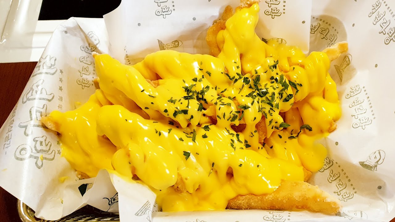 Картофель фри с сыром, картофель фри с чесноком, корейская уличная еда