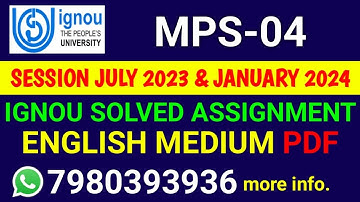 MPS 4 Solved Assignment 2023-24 English, MPS 4 Solved Assignment 23-24, MPS-04 Assignment