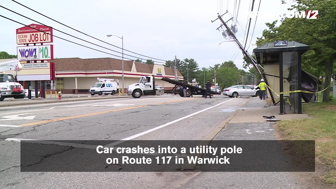 VIDEO NOW: Car crashes into utility pole in Warwick - YouTube
