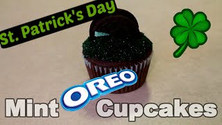 DIY St  Patrick's Day Mint Oreo Cupcakes