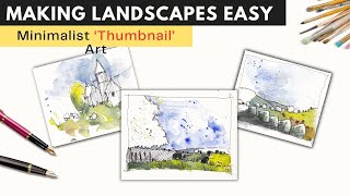 Minimalist Ink and Watercolour Landscapes  How thumbnail art helps me paint!