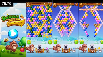 75,76 BUBBLE SHOOTER RACOON, Mobile game gameplay, Android game  gameplay.