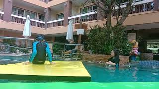 Tante N Mama Enjoy Playing At Pool