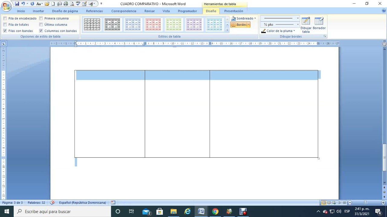 Hacer Un Cuadro En Word Como hacer un cuadro comparativo en Word - YouTube