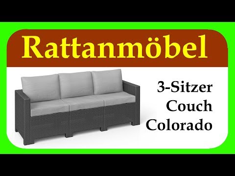 Rattanmöbel | Colorado 3-Sitzer Couch | günstiges Rattansofa für Garten, Balkon und Terrasse