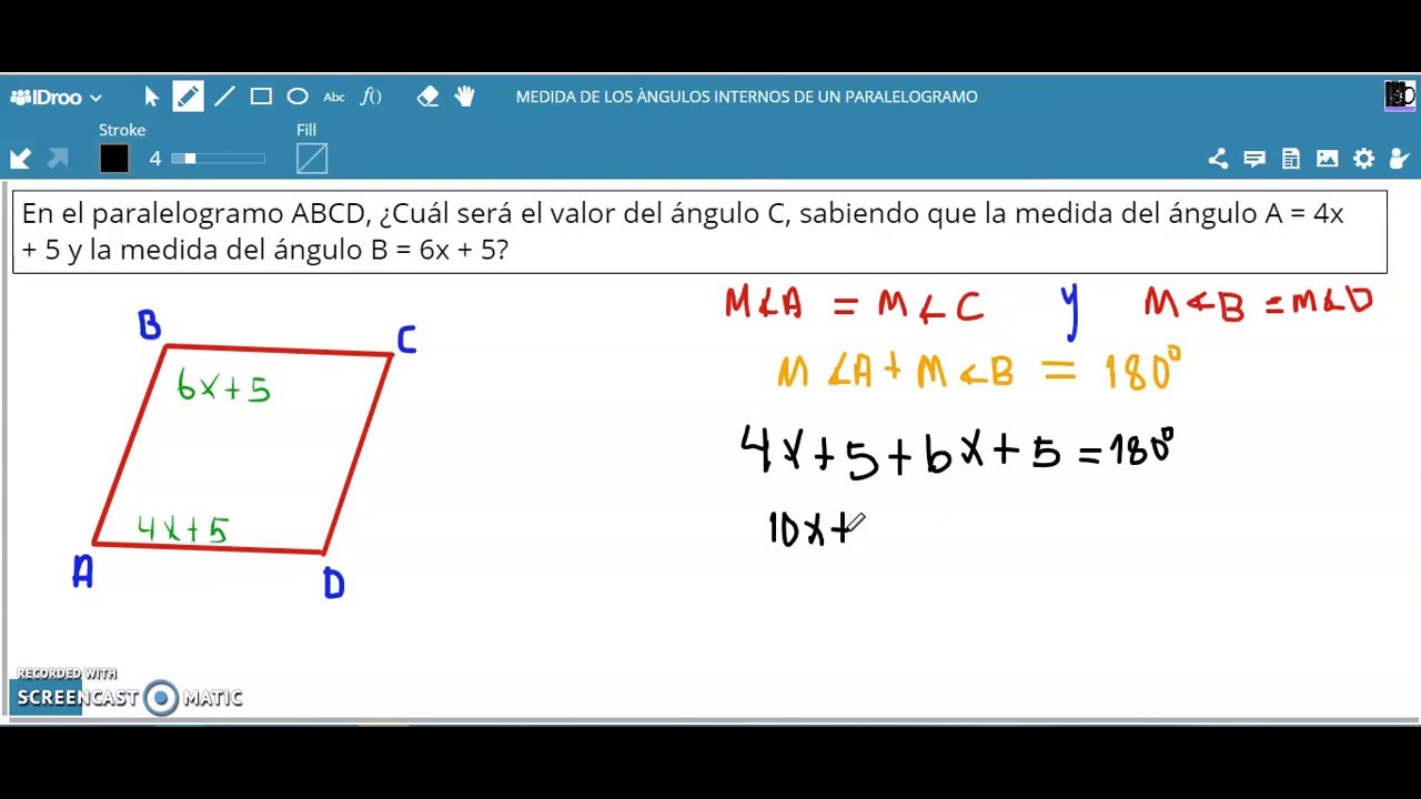 ÀNGULO INTERIOR DE UN PARALELOGRÀMO CON ECUACIONES I - YouTube