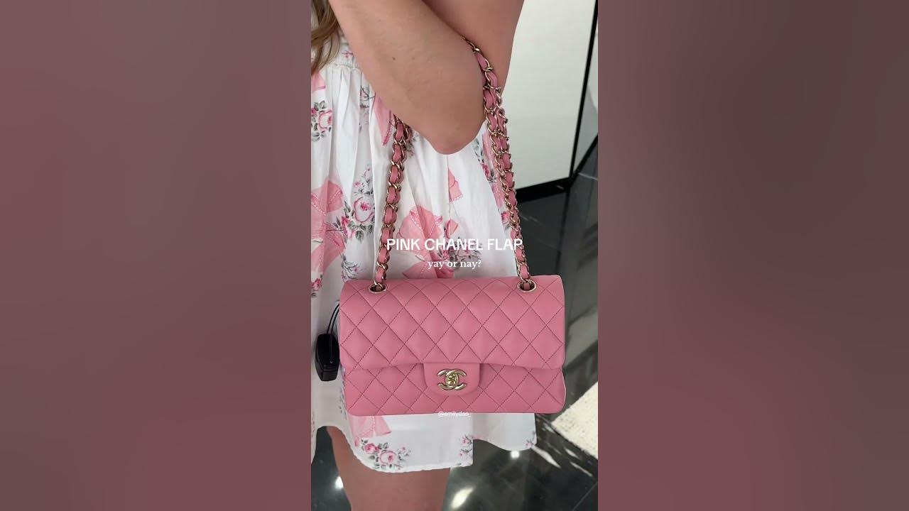 small pink chanel classic flap bag! yay or nay?? #shorts 