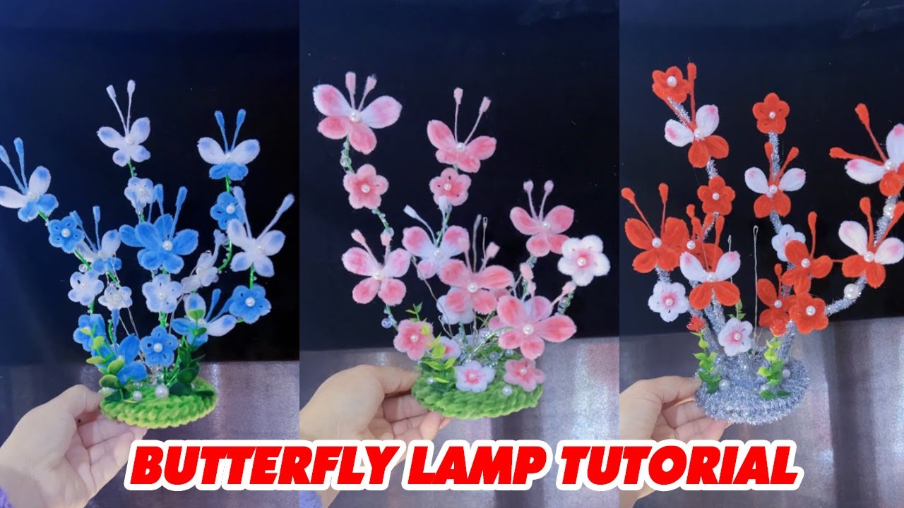 DIY Butterfly Lamp Tutorial: How To Make Butterfly Flower Lamp - Home Decor - Pipe Cleaner Flower