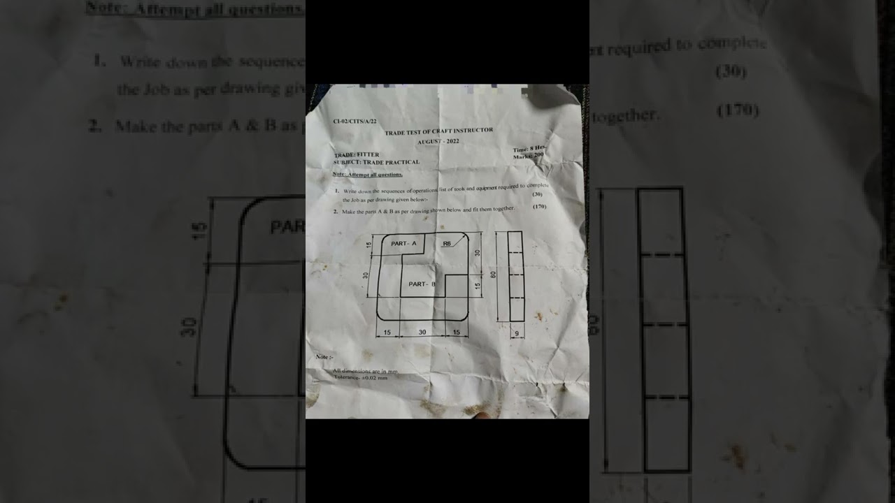 CITS FITTER PRACTICAL EXAM 2022 || QUESTIONS PAPER 2022 ||