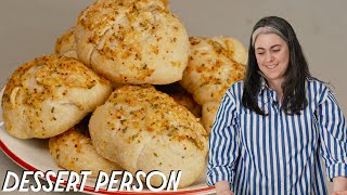 CLAIRE SAFFITZ MAKES DELICIOUS (NOT PERFECT) GARLIC KNOTS | DESSERT PERSON