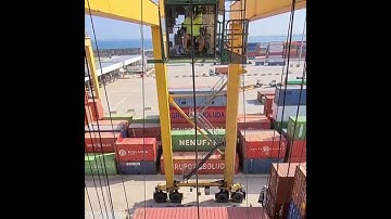 RTG Crane Is Loading Containers Over The Trailers. #container #viral #truck #respect