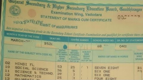 Gujarat Board Marksheet Details||Certificate No||Registration No||Serial No||Marksheet No||Seat No