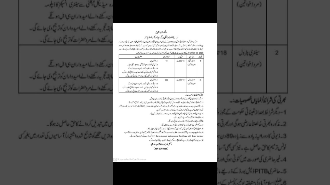 Walk-In Interviews for Dengue Control Jobs in Islamabad