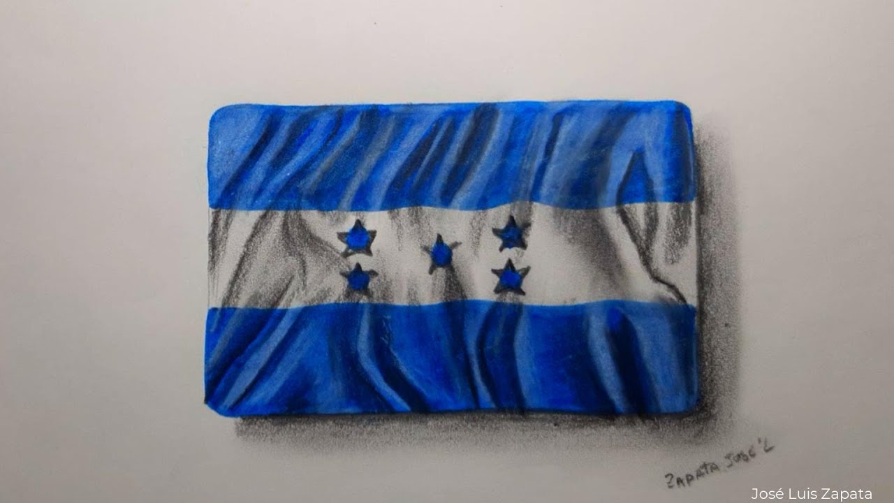 Como dibujar la bandera nacional de Honduras realista - YouTube