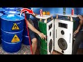 Creative Guy builds a Bluetooth Speaker Table from Oil Metal Barrels