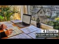 4 HOUR STUDY WITH ME | Background noise, 10-min break, No Music, Study with Merve