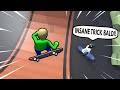 GRANNY AND BALDI DOING INSANE TRICKS WITH SKATEBOARD AT A GIANT SKATEPARK in HUMAN FALL FLAT!