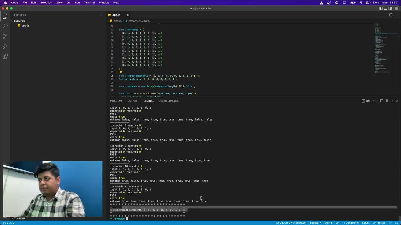 Perceptrón 7 segmentos (explicación) javascript node.js - YouTube
