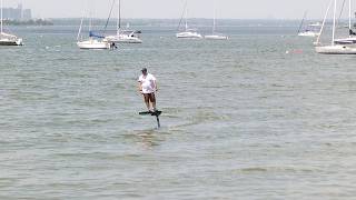 Surf Foiling unbroken waves at Steppingstone Park on the Foil Drive