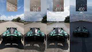 Aston Martin Valkyrie AMR PRO - Top Speed Compilation || Forza Horizon 5 - Stock Vs Tuned Vs Downhil