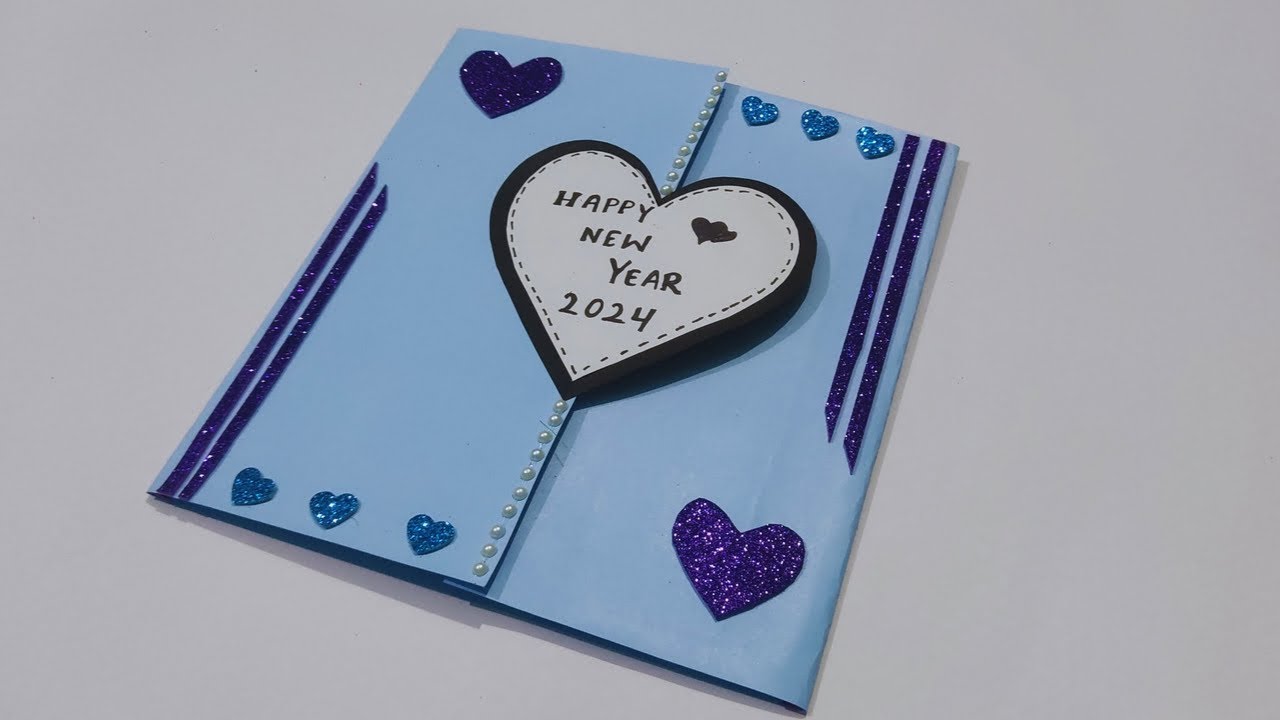 Handmade Easy New year greeting card design | Happy New year 2024 card ...
