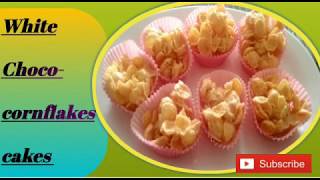 How to make white chocolate cornflake cakes. || crunchy  White Choco cornflakes Bites