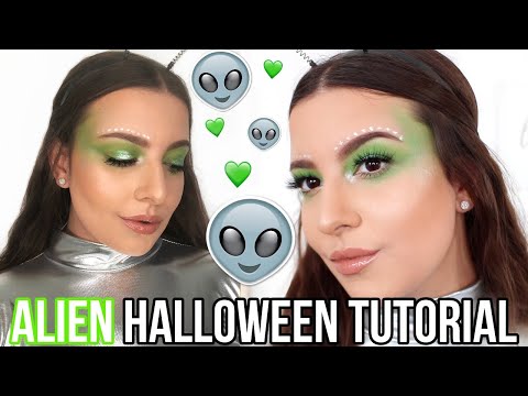 EASY ALIEN HALLOWEEN MAKEUP TUTORIAL 👽 LAST MINUTE HALLOWEEN COSTUME IDEA | Jackie Ann