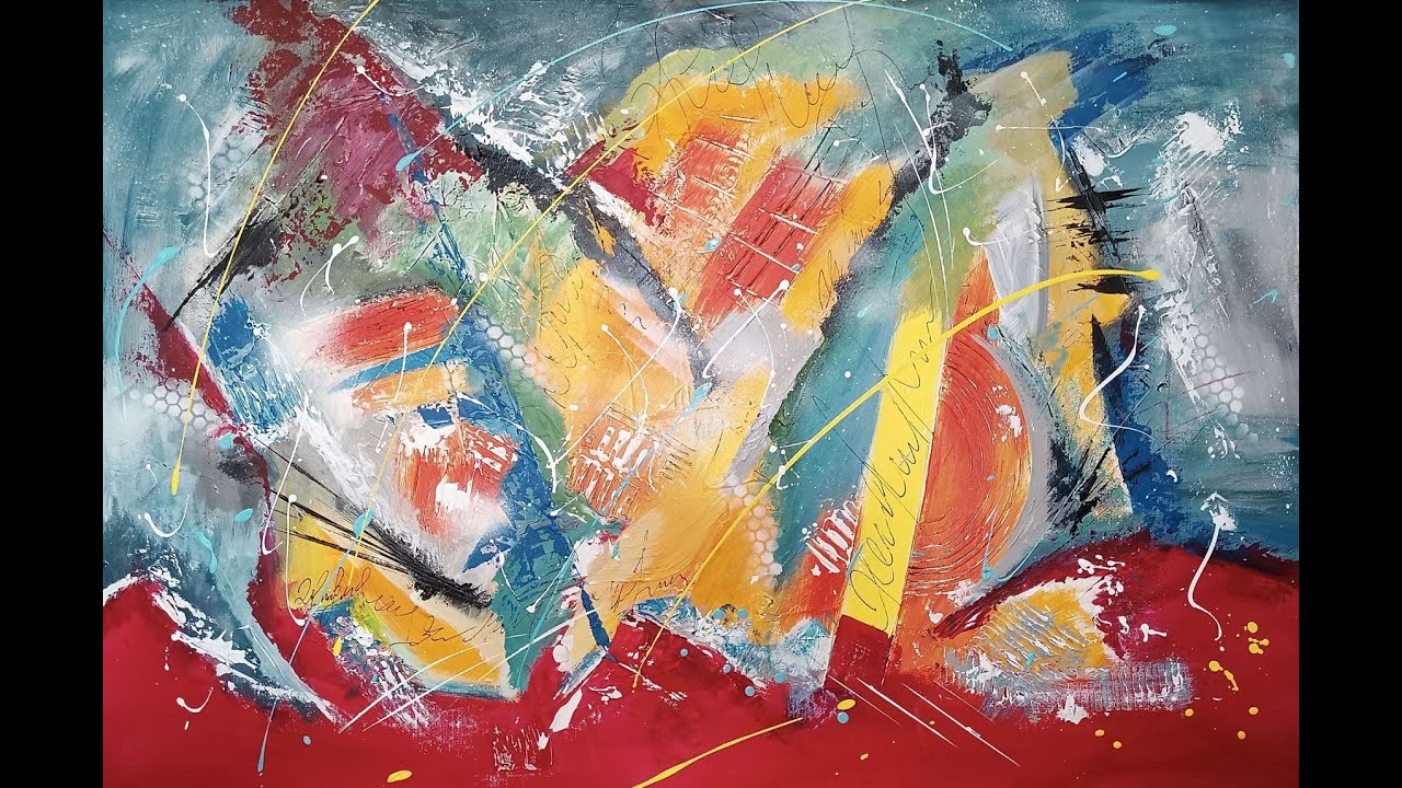 How to Acrylic abstract art painting demonstration 12 video YouTube