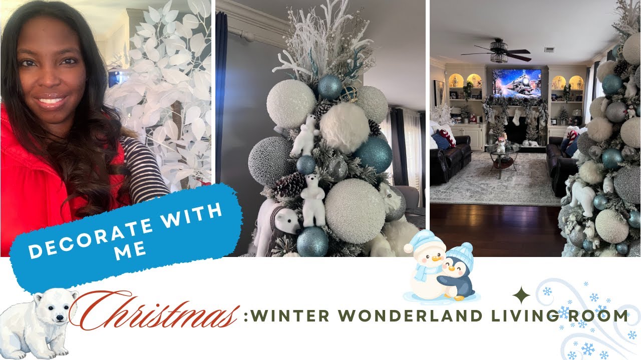 Winter Wonderland Living Room Makeover | Cozy Christmas Decorate With Me + Ambient Winter Music ☃️🎄