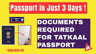 Documents Required for Tatkal Passport ✅ #passport #tatkalpassport #tatkal
