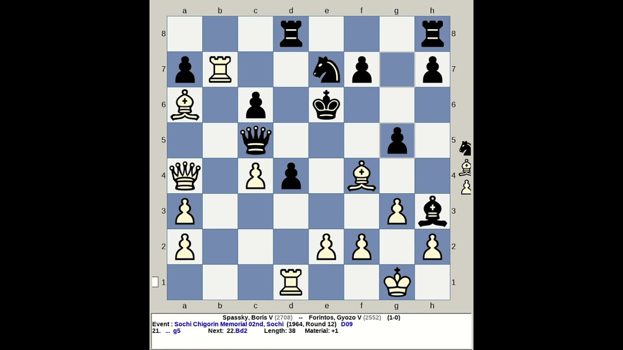 Spassky, Boris V vs Forintos, Gyozo V | Sochi Chigorin Memorial Chess 2nd 1964, Russia