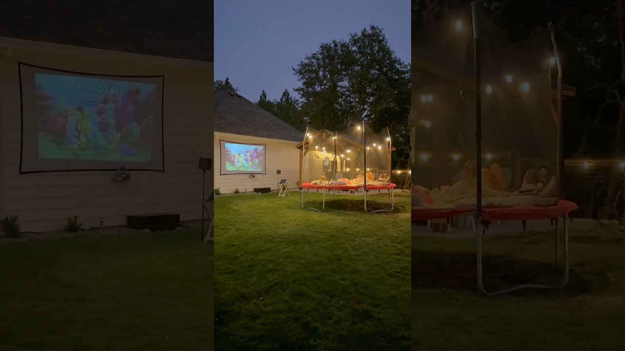 Dad surprises kids with coolest backyard movie night! 🫣🥹🙌 #surprise #parenting #girldad